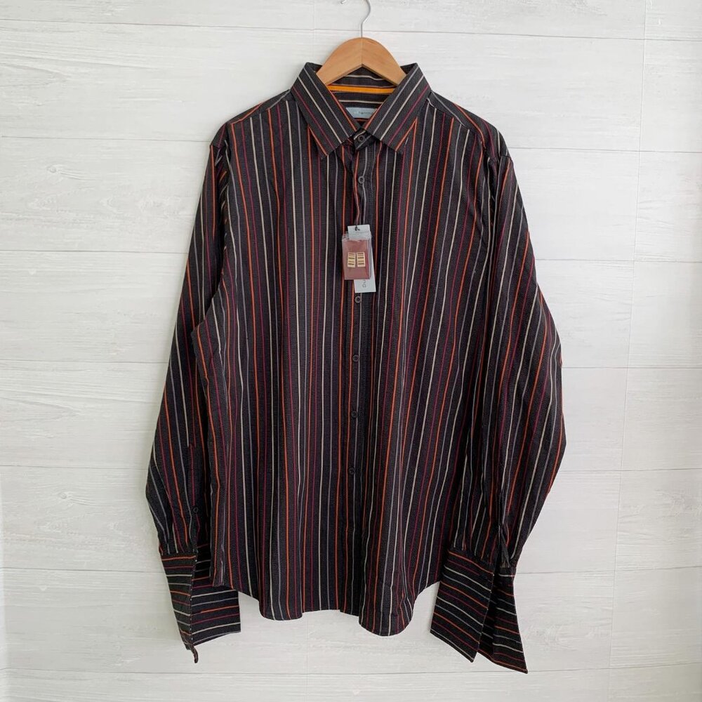 NWT Red Herring Debenham’s - Chocolate brown shirt french cuffs cufflinks, XXL